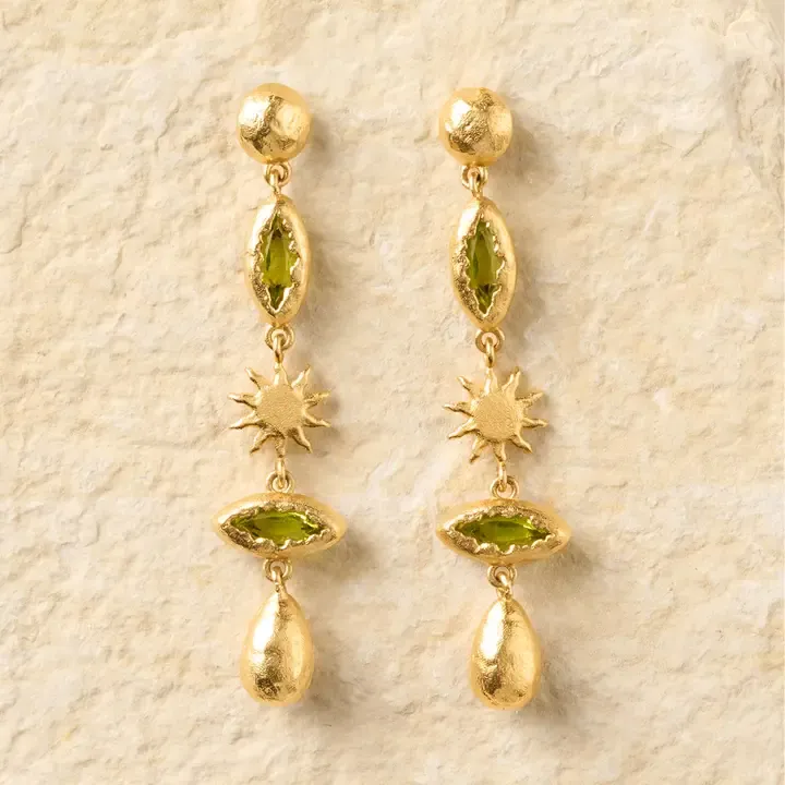 [BOU-DAPHNÉ-001] Boucles d’oreilles Daphné avec pierres vertes - Agapée Jewelry